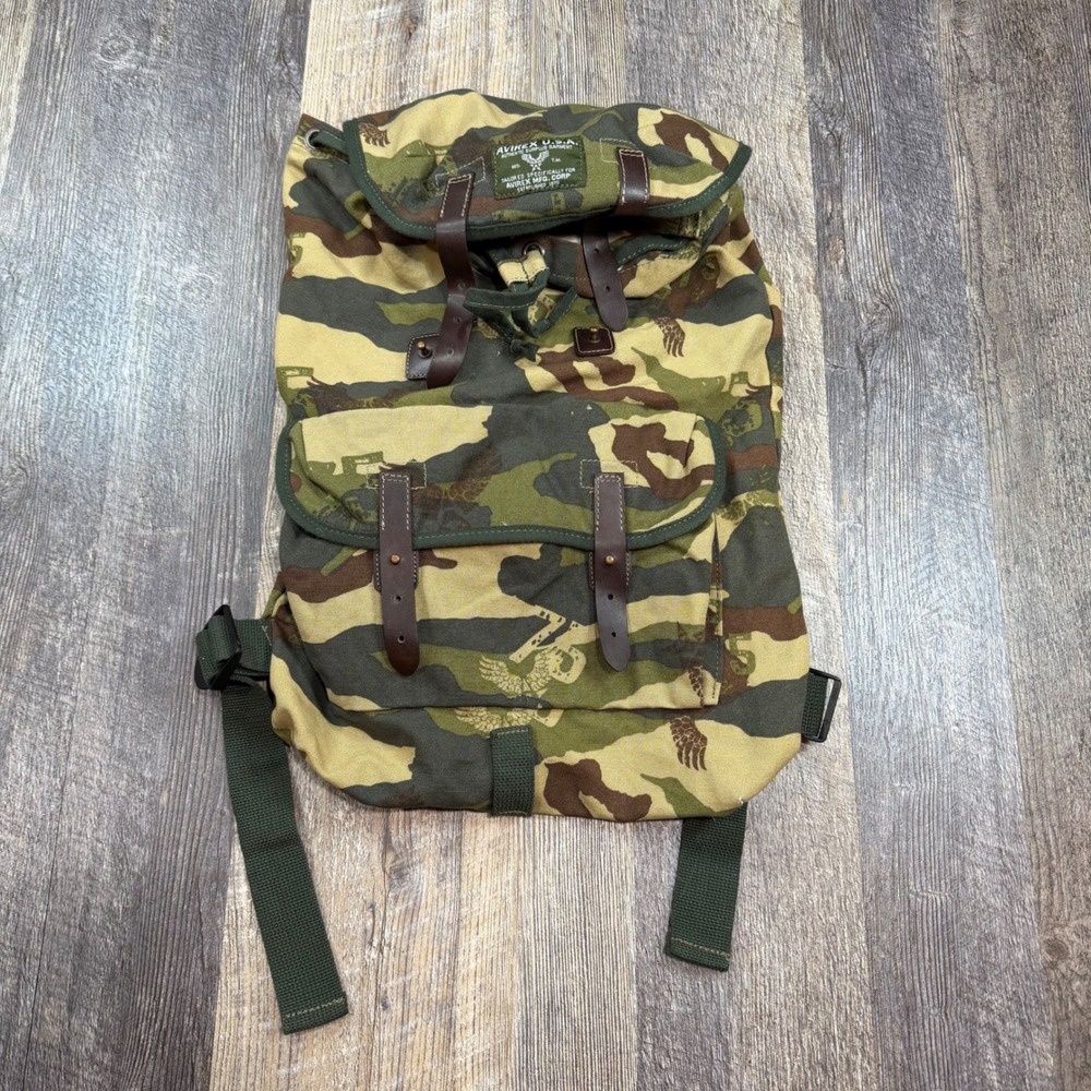 Avirex USA Backpack Mens OS Camo Tiger Stripe Canvas Military Surplus Rucksack